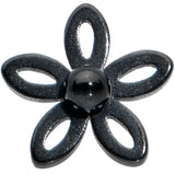 20G 1/4 Black Loop Petal Flower L Shape Nose Ring