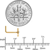 20G 1/4 Green CZ Gem Gold Tone Simple Pot Leaf L Shape Nose Ring