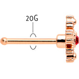 20G 1/4 Red Gem Rose Gold Tone Textured Snowflake Nose Bone