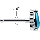 20G 1/4 Blue Gem Textured Art Deco Nose Bone