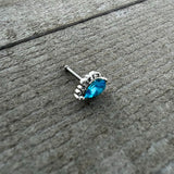 20G 1/4 Blue Gem Textured Art Deco Nose Bone