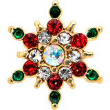 20G 7mm Aurora Gem Gold Tone Christmas Star L Shape Nose Ring
