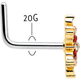 20G 7mm Aurora Gem Gold Tone Christmas Star L Shape Nose Ring