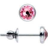 4mm Pink Crystal Implant Grade Titanium Stud Earrings