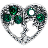20G 1/4 Green Gem Heart Tree Valentine Nose Bone