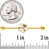14G Clear Gem Gold Tone Feed Bee Flower Industrial Barbell 38mm