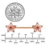 14G 9/16 Red Gem Rosy Hue Texture Snowflake Barbell Nipple Ring Set