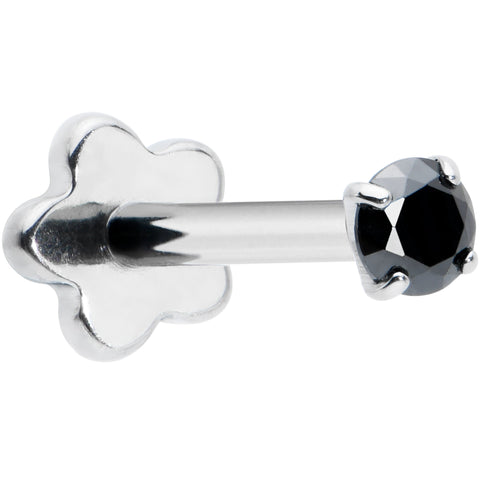 18G 5/16 Black CZ G23 Titanium Threadless Flower Labret Tragus