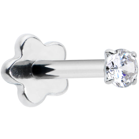 18G 5/16 Clear CZ G23 Titanium Threadless Flower Labret Tragus