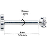 18G 5/16 Clear CZ G23 Titanium Threadless Flower Labret Tragus