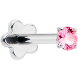 18G 5/16 Pink CZ Gem G23 Titanium Threadless Flower Labret Tragus