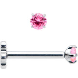 18G 5/16 Pink CZ Gem G23 Titanium Threadless Flower Labret Tragus