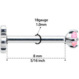 18G 5/16 Pink CZ Gem G23 Titanium Threadless Flower Labret Tragus