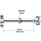 18G 5/16 Vitrail CZ G23 Titanium Threadless Flower Labret Tragus