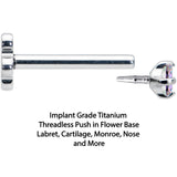 18G 5/16 Vitrail CZ G23 Titanium Threadless Flower Labret Tragus