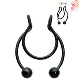 Black Horseshoe Ball Fake Septum Ring Nipple and Clip on Earring