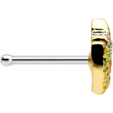 20G 1/4 Bold Peacock Feather Golden Nose Bone