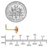 20G 7mm Red Gem Gold Tone Regal Escutcheon L Shape Nose Ring