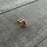 20G 7mm Red Gem Gold Tone Regal Escutcheon L Shape Nose Ring