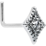 20G 7mm Clear CZ Gem Deco Texture Rhombus L Shape Nose Ring