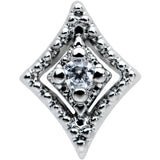 20G 7mm Clear CZ Gem Deco Texture Rhombus L Shape Nose Ring