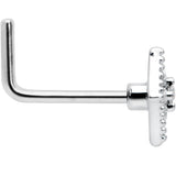 20G 7mm Clear CZ Gem Deco Texture Rhombus L Shape Nose Ring