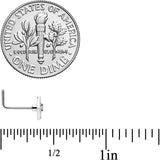 20G 7mm Clear CZ Gem Deco Texture Rhombus L Shape Nose Ring