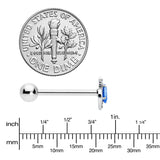 Clear Blue Gem Oval Swirl Barbell Tongue Ring