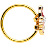 20G 5/16 Clear Gem Gold Tone Deco Santa Christmas Nose Hoop