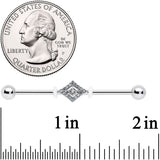 14G Clear Gem Double Rhombus Deco Industrial Barbell 38mm