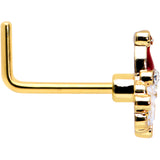 20G 7mm Clear Gem Gold Hue Deco Santa Christmas L Shape Nose Ring