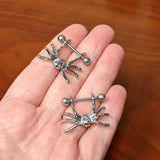 14G 7/16 Crawly Spider Halloween Nipple Shield Set