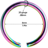 20G 1/4 Rainbow PVD Grade 23 Titanium Bendable Hoop Ring