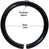 20G 1/4 Black PVD Grade 23 Titanium Bendable Hoop Ring