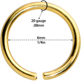 20G 1/4 Gold Tone PVD Grade 23 Titanium Bendable Hoop Ring