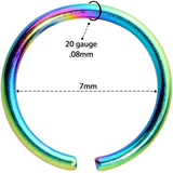20G 7mm Rainbow PVD Grade 23 Titanium Bendable Hoop Ring