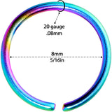 20G 5/16 Rainbow PVD Grade 23 Titanium Bendable Hoop Ring