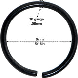 20G 5/16 Black PVD Grade 23 Titanium Bendable Hoop Ring