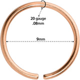 20G 9mm Rose Gold Tone PVD Grade 23 Titanium Bendable Hoop Ring