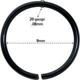 20G 9mm Black PVD Grade 23 Titanium Bendable Hoop Ring