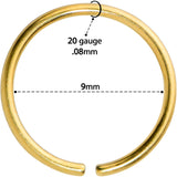 20G 9mm Gold Tone PVD Grade 23 Titanium Bendable Hoop Ring