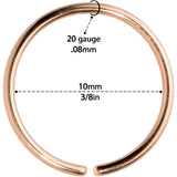 20G 3/8 Rose Gold Tone PVD Grade 23 Titanium Bendable Hoop Ring