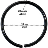 20G 3/8 Black PVD Grade 23 Titanium Bendable Hoop Ring