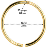 20G 3/8 Gold Tone PVD Grade 23 Titanium Bendable Hoop Ring