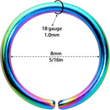 18G 5/16 Rainbow PVD Grade 23 Titanium Bendable Hoop Ring