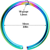 18G 3/8 Rainbow PVD Grade 23 Titanium Bendable Hoop Ring