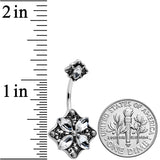Clear Gem Baroque Rhombus Flower Double Mount Belly Ring