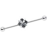 14G Clear Gem Floral Rhombus Baroque Industrial Barbell 38mm