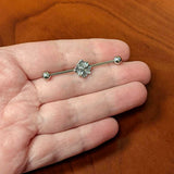 14G Clear Gem Floral Rhombus Baroque Industrial Barbell 38mm