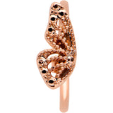 20G 5/16 Rose Gold Tone Textured Butterfly Wing Nose Hoop
